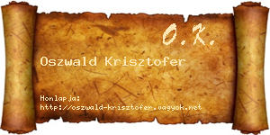 Oszwald Krisztofer névjegykártya